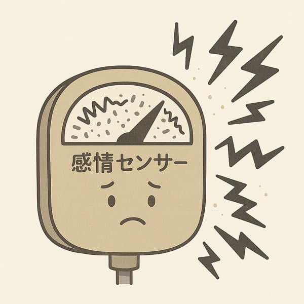 ガスライティングによって感情センサーが混乱し、正しい感じ方がわからなくなっている状態を描いた図