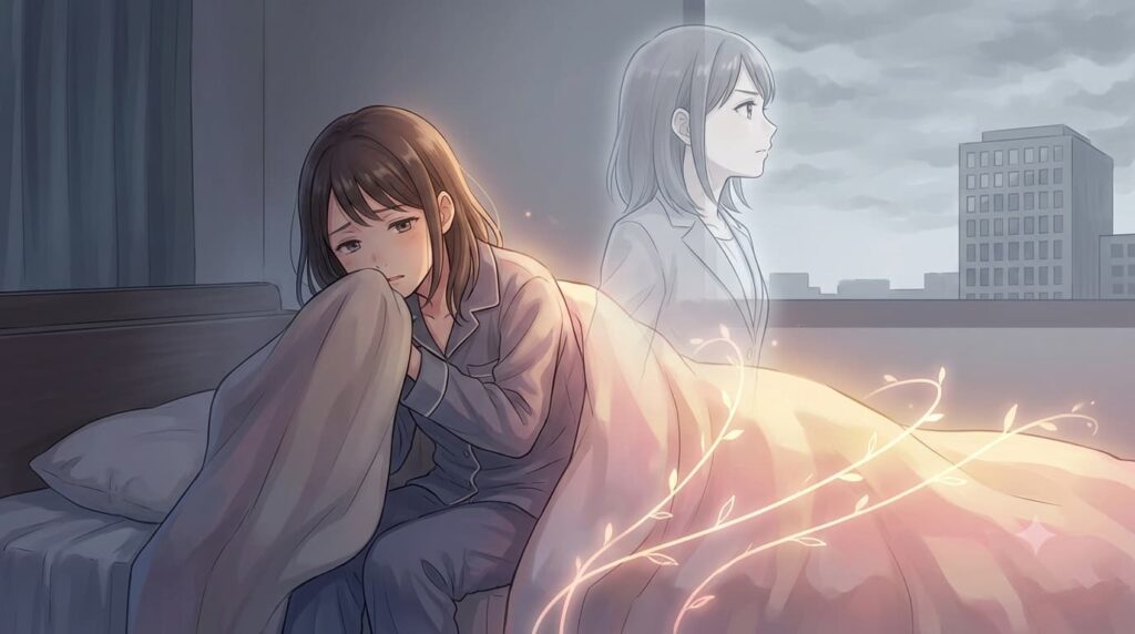 会社に行こうとすると朝身体が動かなくなる状態を表した心理イメージイラスト