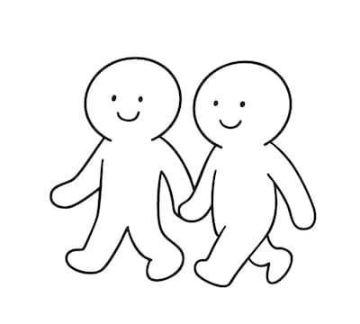お互いのペースを大切に前へ進むパートナーのイラスト